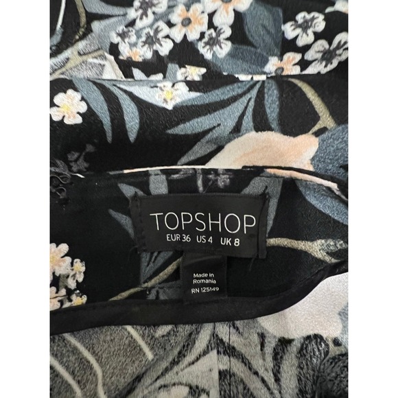 TopShop Wide Leg Crop Pants Black and Cream Floral 4‎ - Picture 5 of 7